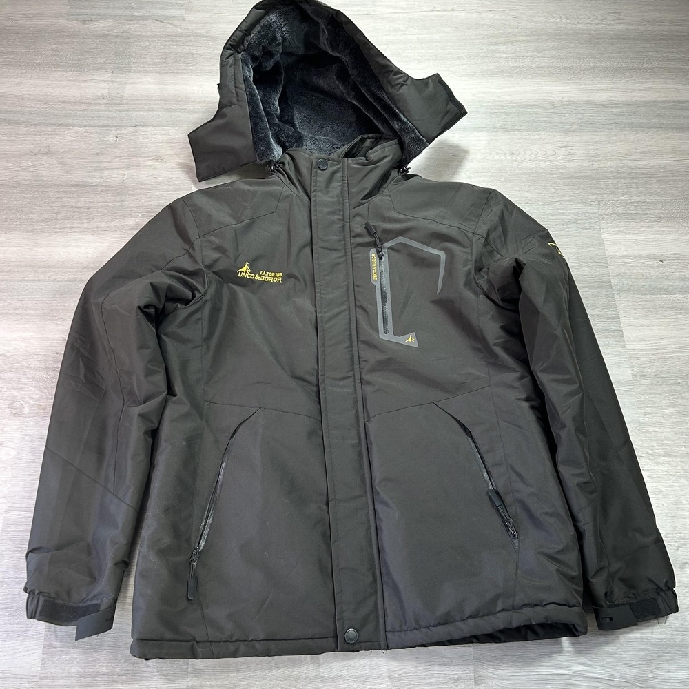 MOERDENG Ski Jacket Mens Small Black Hooded Full Zip Unco & Borer Insulated